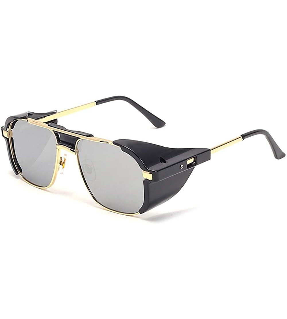 Square Retro Gothic Steampunk Sunglasses for Women Men square Lens Metal Frame sunglasses John Lennon square Sunglasses - C11...