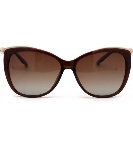 Cat Eye Womens CR39 Polarized Rhinestone Jewel Trim Cat Eye Sunglasses - All Brown - CC192WAEUQ6 $22.81