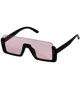 Rectangular Retro Shield Rectangular Lens Upside Down Half Rim Sunglasses for Women and Men - CW18R7TKSWX $30.85