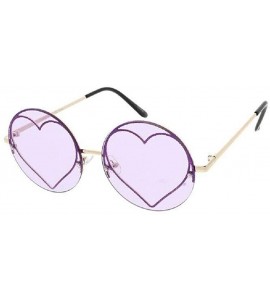 Round Heart Glitter Round Circle Floating Lens Retro Sunglasses - Gold Metallic & Black Frame - CT18ZM0EI8M $19.17
