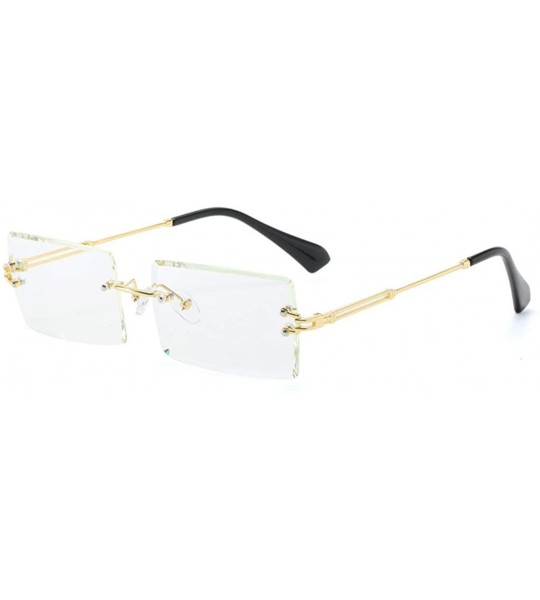 Square Frameless Cut Edge Square Sunglasses Men and Women Small Color Sun Glasses - Pk - C218Y6XZR7T $18.15