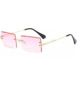 Square Frameless Cut Edge Square Sunglasses Men and Women Small Color Sun Glasses - Pk - C218Y6XZR7T $18.15