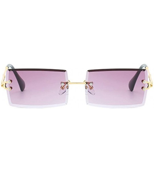 Square Frameless Cut Edge Square Sunglasses Men and Women Small Color Sun Glasses - Pk - C218Y6XZR7T $18.15