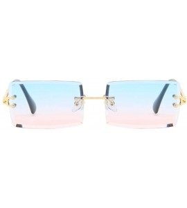 Square Frameless Cut Edge Square Sunglasses Men and Women Small Color Sun Glasses - Pk - C218Y6XZR7T $18.15