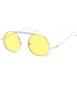 Round Sophisticated Round Frame Classics 70s Retro Fashion Sunglasses - Yellow - CO18URM5NYA $20.01
