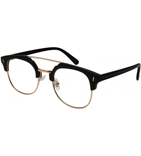 Wayfarer Sleek Horn Rim Sunnies w/Flat Clear Lens 53096 - Gold+matte Black - CD185KNG8OW $19.56