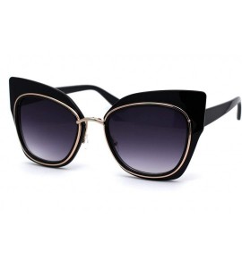 Butterfly Womens Double Rim Thick Cat Eye Retro Fashion Sunglasses - Black Gold Smoke - CH194OQ43IO $17.45