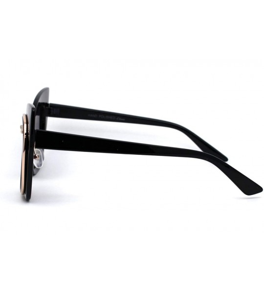 Butterfly Womens Double Rim Thick Cat Eye Retro Fashion Sunglasses - Black Gold Smoke - CH194OQ43IO $17.45