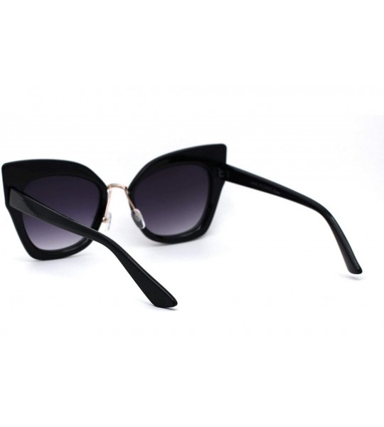 Butterfly Womens Double Rim Thick Cat Eye Retro Fashion Sunglasses - Black Gold Smoke - CH194OQ43IO $17.45