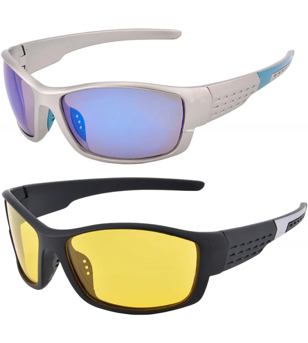 Sport Colorful Full Frame Sport Sunglasses and Fishing Driving Eyewears 2 Glasses Set for Men/Women-SH202 - Set 4 - CD193QLIW...