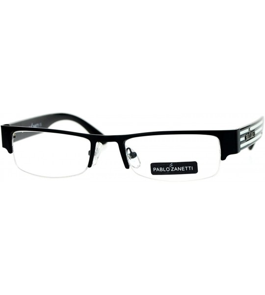 Rimless Narrow Rectangular Half Exposed Lens Eye Glasses - Black White - CF128UNLZS1 $20.16