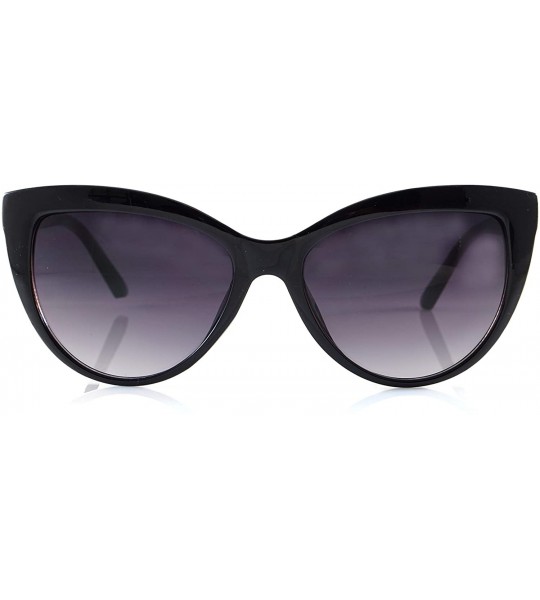 Oversized Rhinestone Jewel CutOut Metal Temple Gradient Lens CatEye Sunglasses A231 - Black Black - CK18IHQO4H8 $23.60