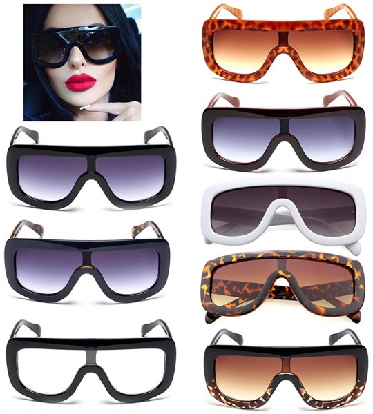 Oversized Retro Women Big Frame Square Sunglasses Oversized Shades Eyeglasses - White - CN185N4OLHU $16.72