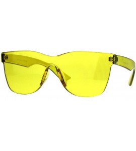 Square Rimless Fashion Sunglasses One Solid Plastic Square Frame UV 400 - Yellow - CD188LD4CMX $24.86