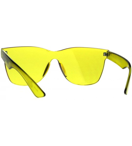 Square Rimless Fashion Sunglasses One Solid Plastic Square Frame UV 400 - Yellow - CD188LD4CMX $24.86