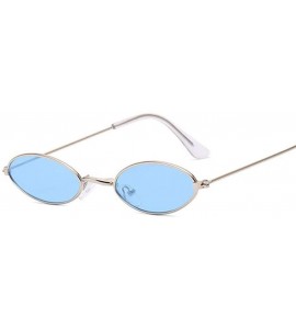 Oval Sunglasses Vintage Glasses Fashion Designer - Silverblue - CY1999WUE2N $25.75