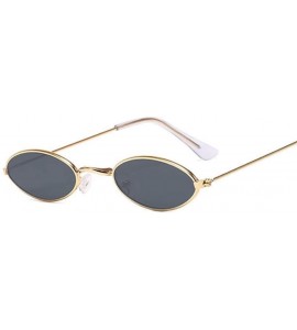 Oval Sunglasses Vintage Glasses Fashion Designer - Silverblue - CY1999WUE2N $25.75