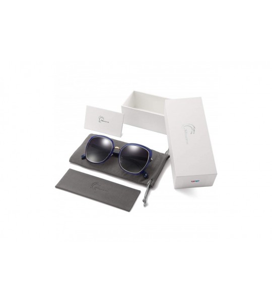 Square Oversized Sunglasses for Women Polarized Sunglasses Butterfly Fashion Eyewear - Blue Lens/Black Temple - C518GSGMG9D $...