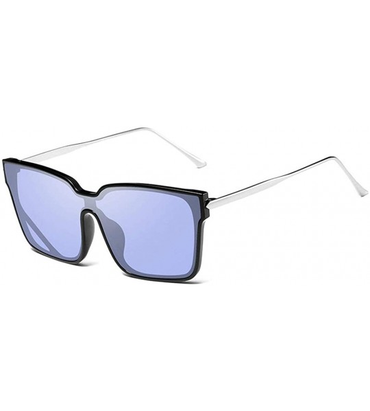 Oversized 2019 Fashion New One-piece Glasses Square Personality Sunglasses Men Women UV protection - Blue - CP18ZZSUX6M $22.54