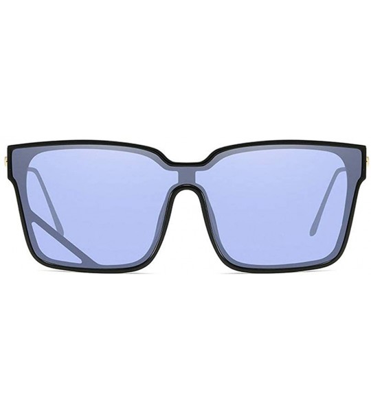 Oversized 2019 Fashion New One-piece Glasses Square Personality Sunglasses Men Women UV protection - Blue - CP18ZZSUX6M $22.54