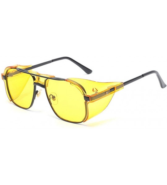 Goggle Punk Windproof Square Retro Sunglasses Men Women Fashion Party Sunglasses UV Protection Sunglasses - Yellow - CH1944A8...
