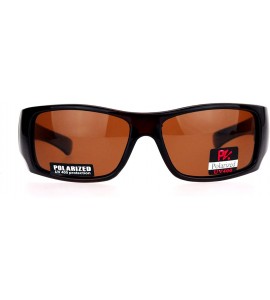 Sport Antiglare Polarized Lens Mens Sport Plastic Warp Sunglasses - Brown - CR1208ILUVN $23.60