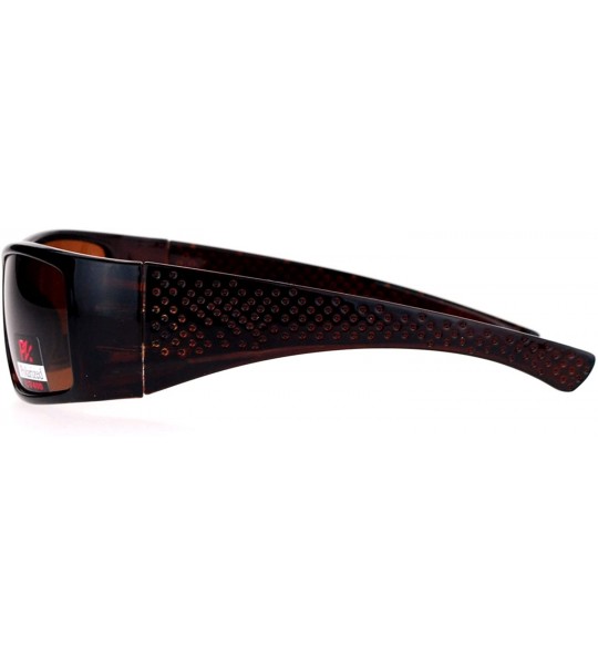 Sport Antiglare Polarized Lens Mens Sport Plastic Warp Sunglasses - Brown - CR1208ILUVN $23.60