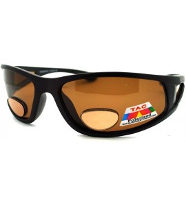 Round Mens Wrap Around Sport Sunglasses Polarized Plus Bifocal Reading Lens Black - Black (Brown) - CR188UYS392 $18.24