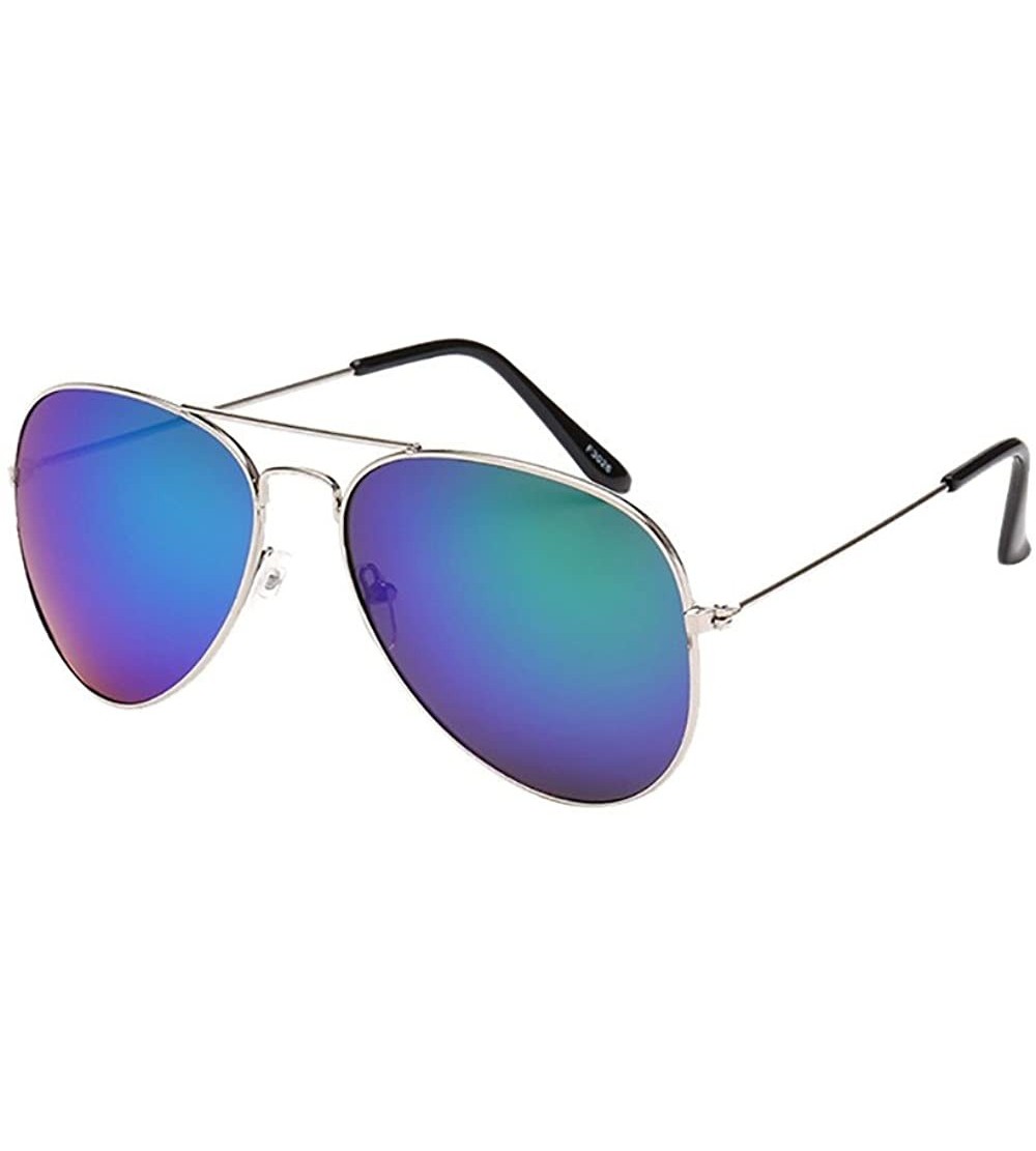 Oval Mirrored Aviator Sunglasses for Men Women Unisex Oversized Trendy Designer UV400 Sun Glasses - A - CU195IG0UC9 $16.96