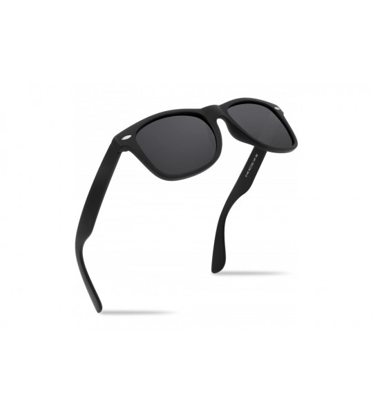Wayfarer Stylish Retro Polarized Sunglasses Unisex 100% UV Protection - Black Frame & Grey Lens - C71856IHE8L $72.86