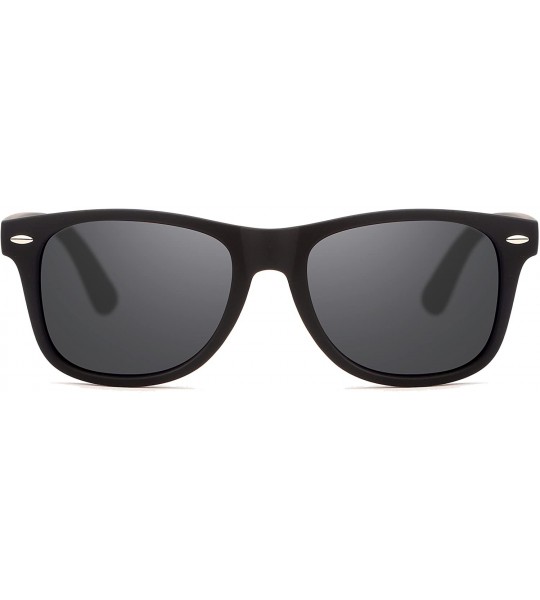 Wayfarer Stylish Retro Polarized Sunglasses Unisex 100% UV Protection - Black Frame & Grey Lens - C71856IHE8L $72.86