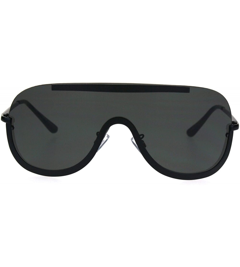 Oversized Retro Modern Fashion Sunglasses Unisex Oversized Shield Frame UV 400 - Black (Black) - CD185RXOD25 $21.54