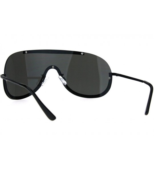 Oversized Retro Modern Fashion Sunglasses Unisex Oversized Shield Frame UV 400 - Black (Black) - CD185RXOD25 $21.54