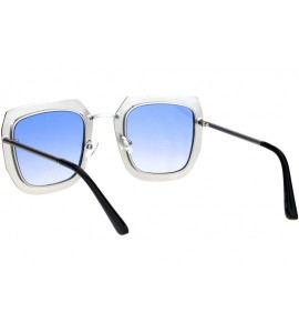 Butterfly Rhinestone Iced Thick Metal Oceanic Gradient Lens Designer Sunglasses - Silver Blue - CU18I4EW3G7 $27.64