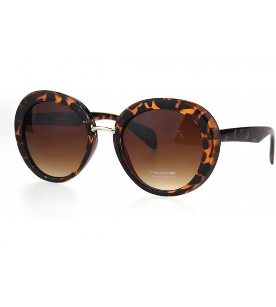 Cat Eye Womens Mod Round Cat Eye Goth Designer Fashion Sunglasses - Tortoise Brown - CI185OS72M0 $18.64