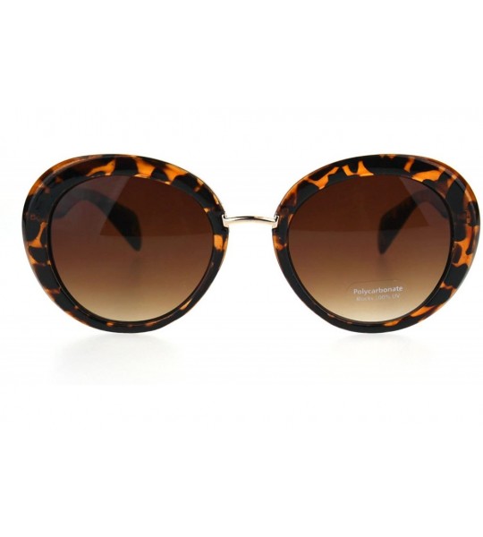 Cat Eye Womens Mod Round Cat Eye Goth Designer Fashion Sunglasses - Tortoise Brown - CI185OS72M0 $18.64