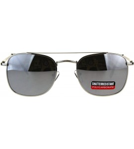 Rectangular Mens Luxury Mirror Lens Rectangular Pilots Metal Rim Sunglasses - Silver Mirror - CC18CAZ0D9W $22.72