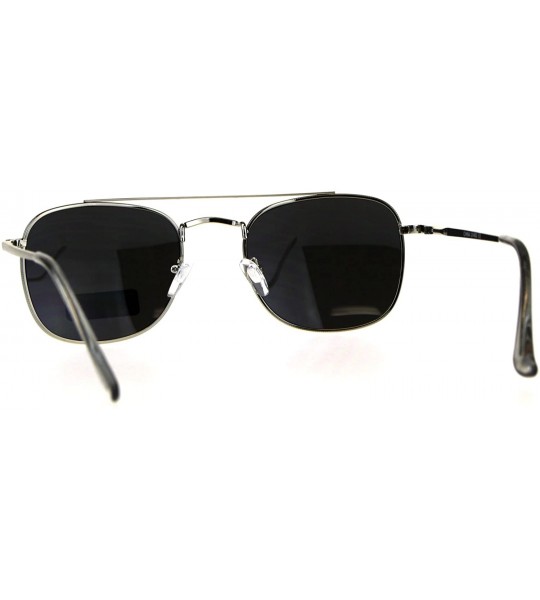 Rectangular Mens Luxury Mirror Lens Rectangular Pilots Metal Rim Sunglasses - Silver Mirror - CC18CAZ0D9W $22.72