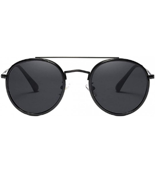 Round Women's Classic Plastic Metal Round Full-Frame AC Lens Sunglasses - Black Gray - CB18W8G988M $43.99