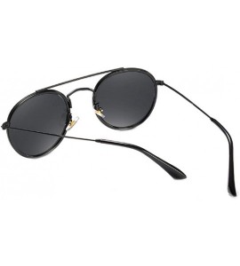 Round Women's Classic Plastic Metal Round Full-Frame AC Lens Sunglasses - Black Gray - CB18W8G988M $43.99