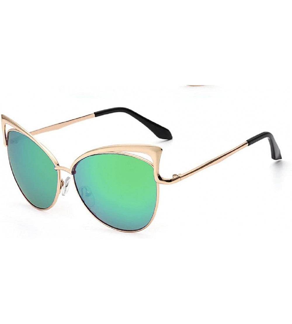 Rimless Sexy Cateye Women Sunglasses Oversized Metal Frame Flat Mirrored Lens - C - CT184RO45IQ $18.64