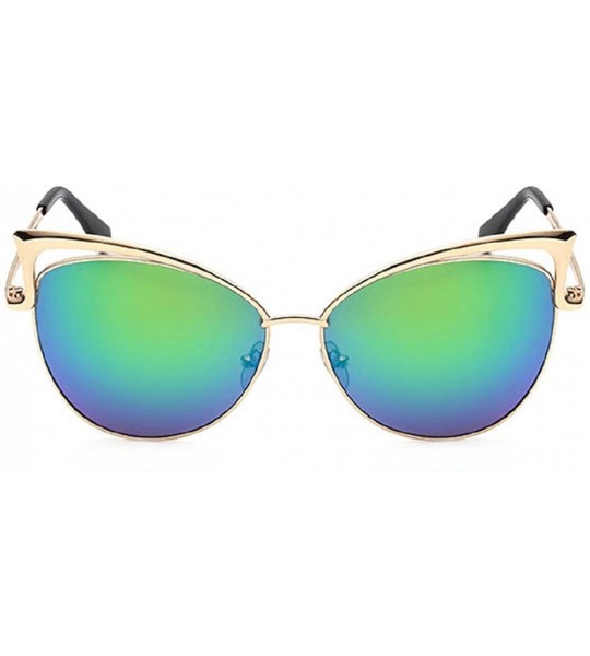 Rimless Sexy Cateye Women Sunglasses Oversized Metal Frame Flat Mirrored Lens - C - CT184RO45IQ $18.64