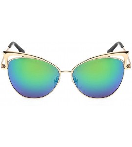 Rimless Sexy Cateye Women Sunglasses Oversized Metal Frame Flat Mirrored Lens - C - CT184RO45IQ $18.64