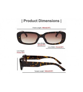 Round Rectangle Sunglasses for Women 90's Vintage Fashion Narrow Square Frame UV400 Protection - Leopard - CD196YSAHHO $26.06
