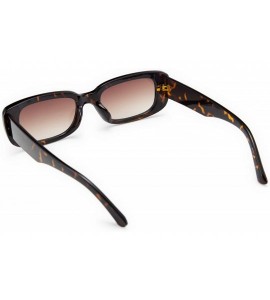 Round Rectangle Sunglasses for Women 90's Vintage Fashion Narrow Square Frame UV400 Protection - Leopard - CD196YSAHHO $26.06