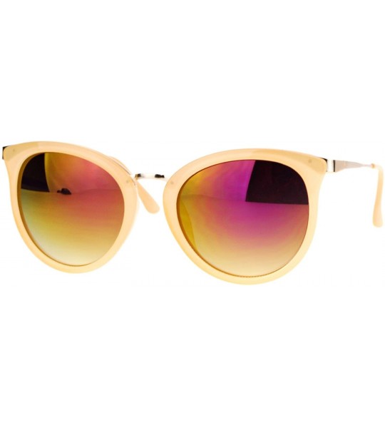 Butterfly Womens Sunglasses Round Butterfly Fashion Shades Mirror Lens UV 400 - Peach (Purple Mirror) - CF187IG72C3 $19.90