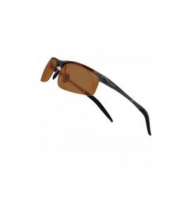 Goggle Men's Polarized Sunglasses for Driving Fishing Golf Metal Frame UV400 - Black Frame Brown Lens - CY18NI5R9IO $39.04
