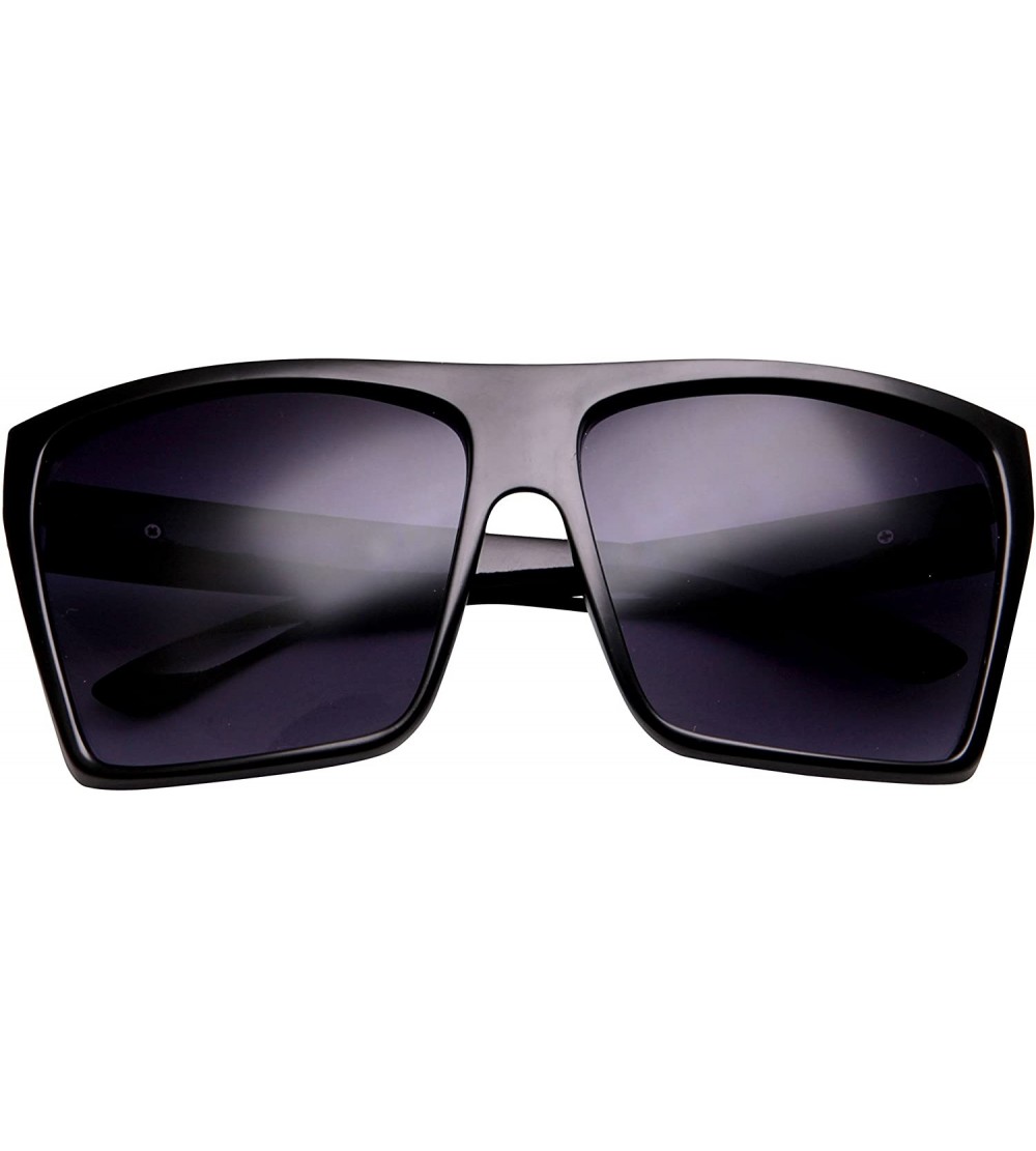 Square Large Retro Style Square Aviator Flat Top Sunglasses Black - Black - Size One Size - CG11BOXUOEL $17.09