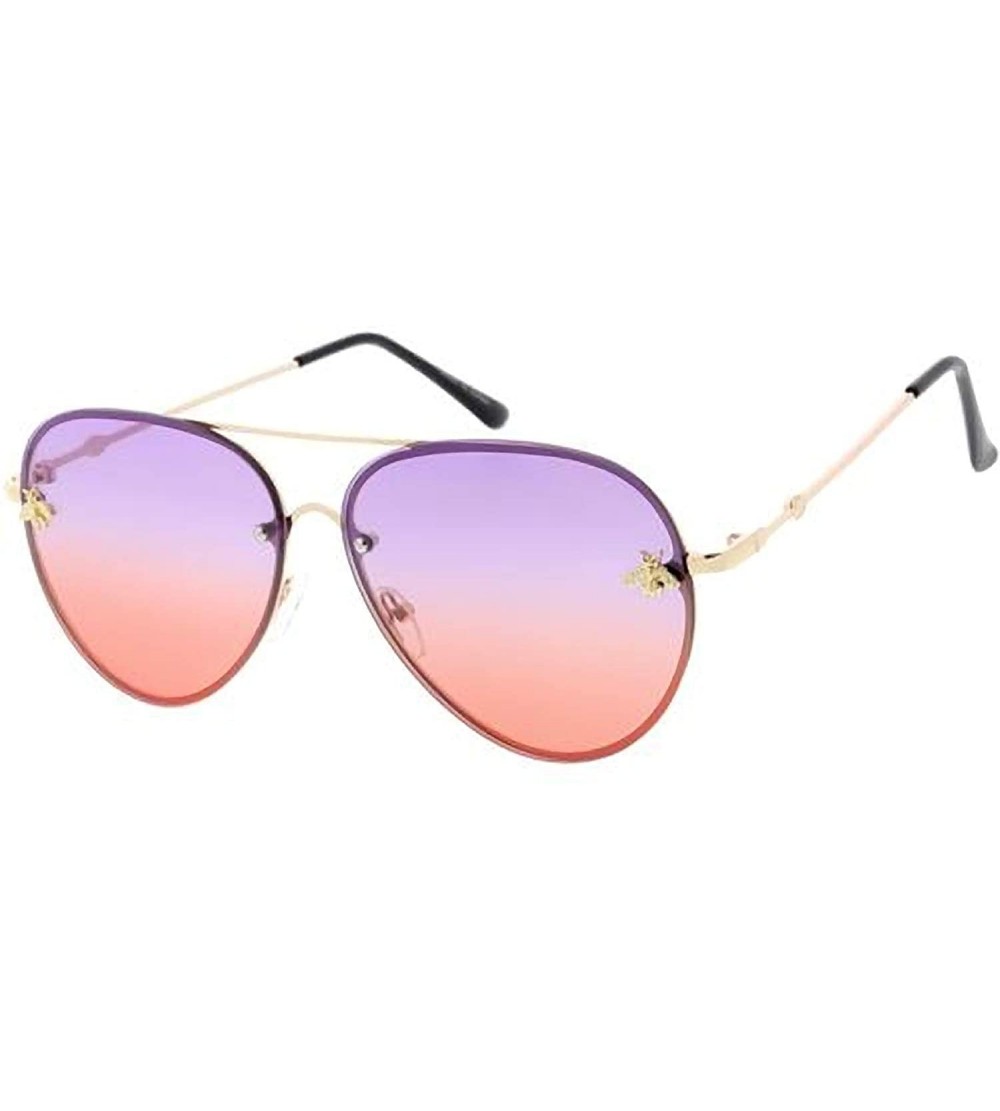 Aviator Flat Top Elegant Candy Lens Fashion Aviator Sunglasses - Purple - CO18UTAKZGN $19.96