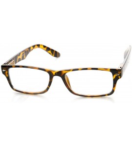 Rectangular Casual Fashion Horned Rim Rectangular Frame Clear Lens Eye Glasses (Tortoise) - C511CHL4WZV $18.47